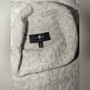 7 For All Mankind Wool Cashmere Blend Cable Knit Sweater Vest Mock Turtleneck Sm